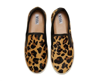 Myra - Women's Leather Leopard Hair On Hide Slip On Sneakers