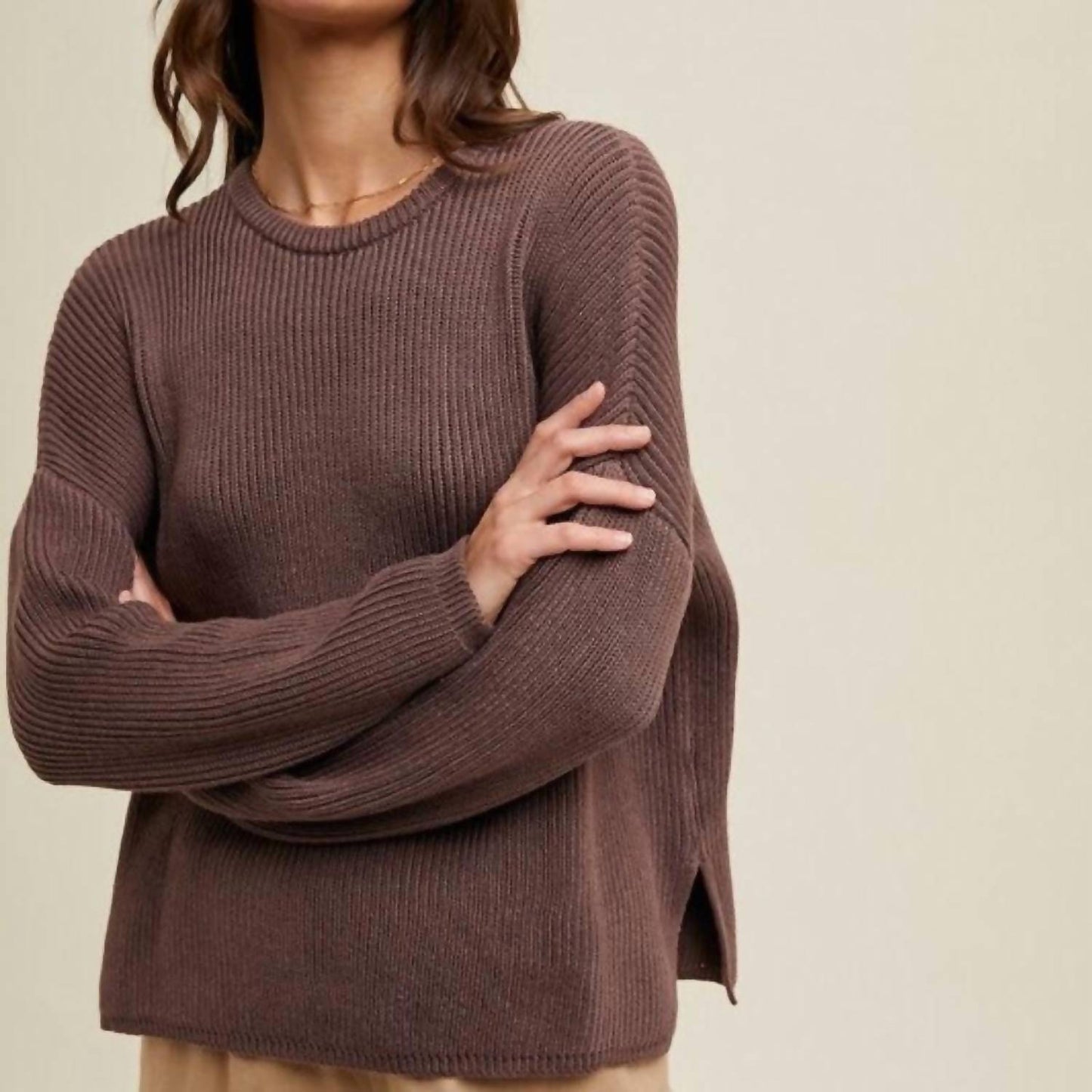 Wishlist - Ribbed Drop Shoulder Sweater