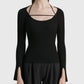 Simkhai - Minka Compact Rib Long Sleeve Halter Top