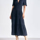 Elan - V-Neck Tiered Maxi Short Sleeve Dress