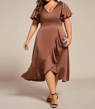Ever-Pretty - Elegant Satin Midi Dress