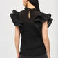 Joseph Ribkoff - Chiffon Pleated Top with Ruffled Sleeves