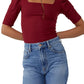 Free People Night Lily Rib Crop Top in Wine, Size Medium