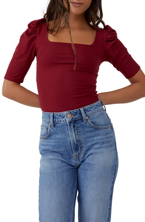 Free People Night Lily Rib Crop Top in Wine, Size Medium