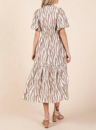 Geegee - Zebra Print Tiered Midi Dress