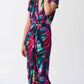 Joseph Ribkoff - Tropical Print Draped Front Midi Sheath Dress