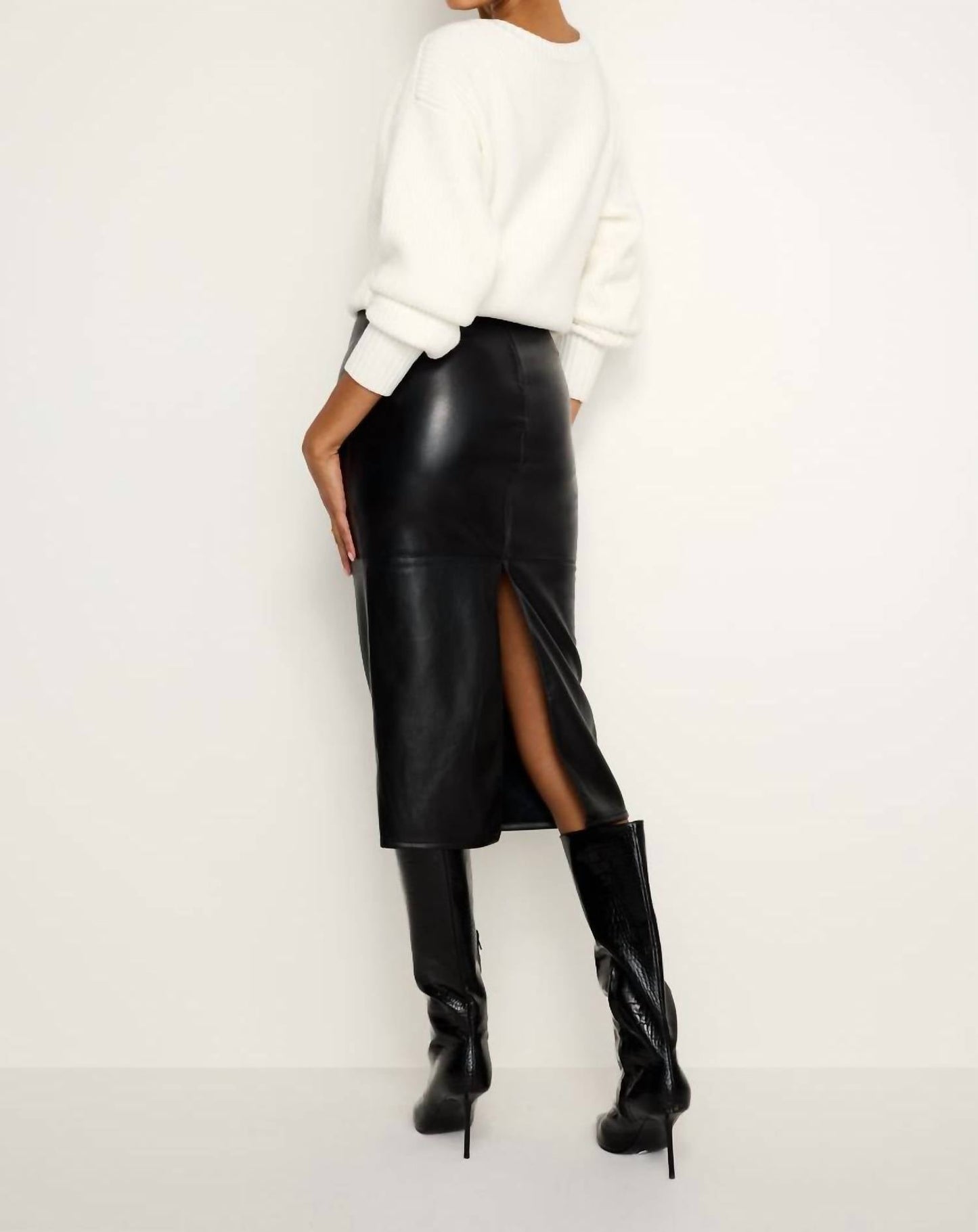Elan - Faux Leather Midi Skirt
