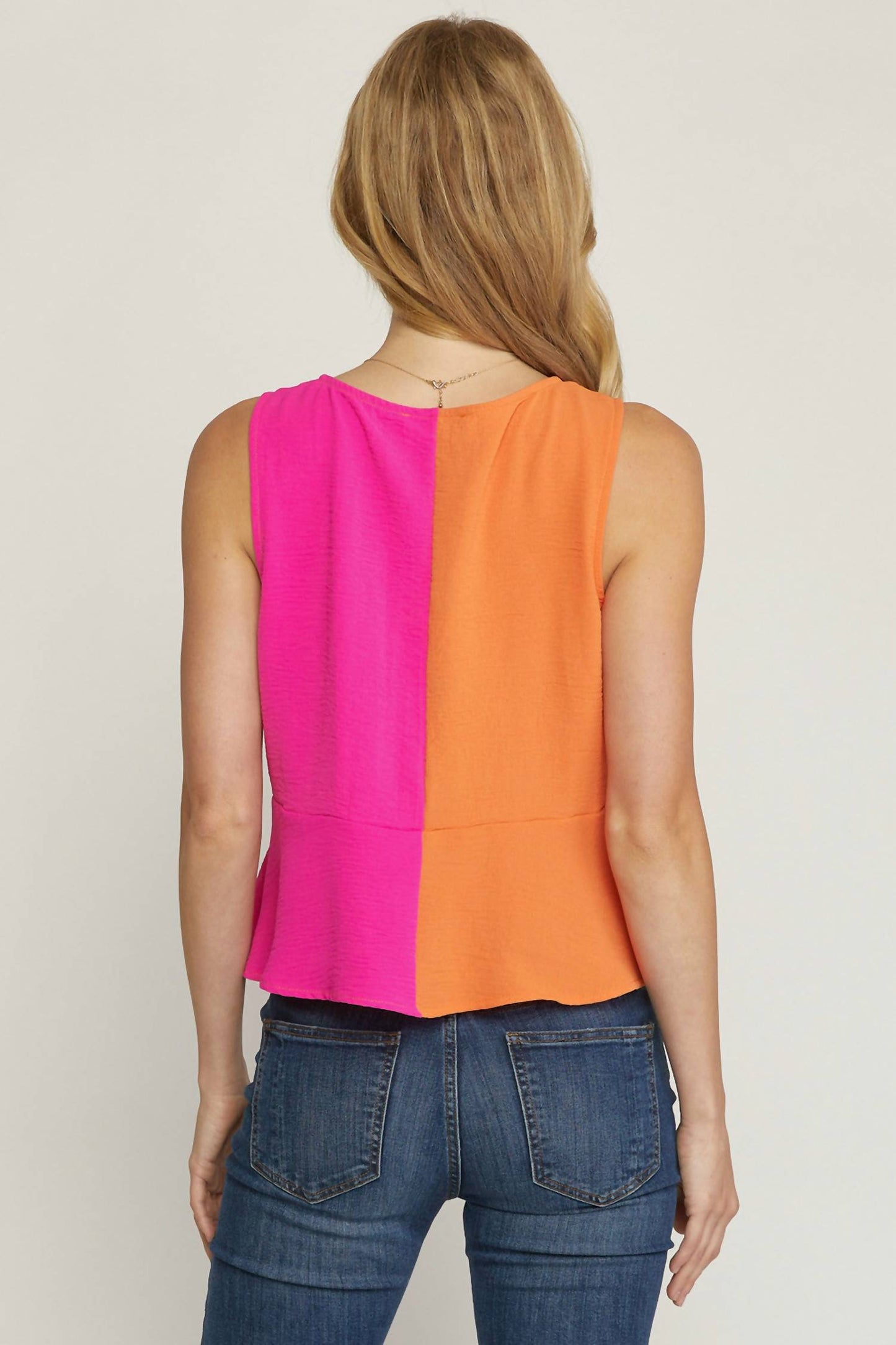 Entro - Twist Front Color Block Top