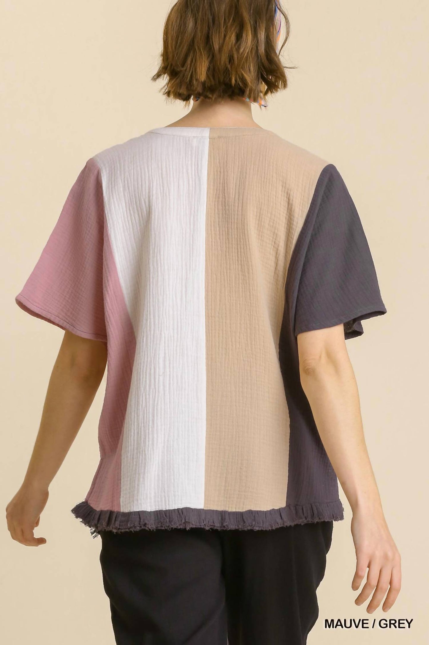 Umgee - Color Block Gauze Top
