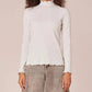 Democracy - Mock Neck Raglan Sleeve Knit Top With Lettuce Edge