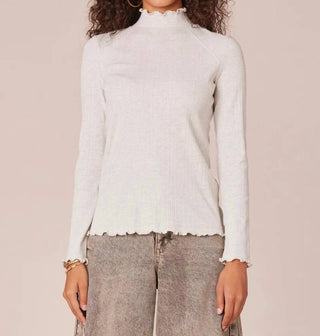 Democracy - Mock Neck Raglan Sleeve Knit Top With Lettuce Edge