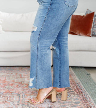 Judy Blue - High Rise Rigid Magic Destroy Slim Straight Leg Jeans