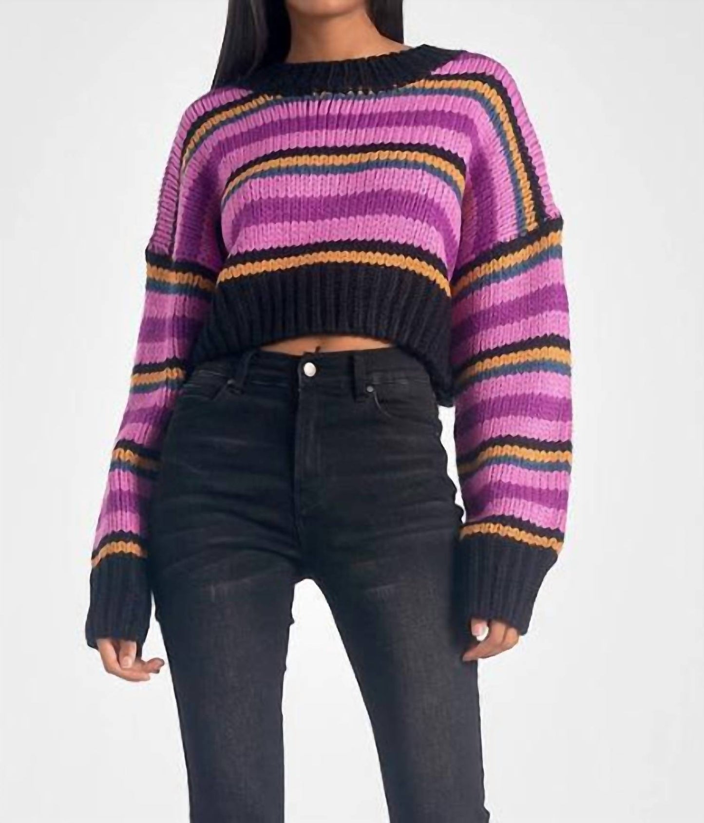 Elan - Striped Cropped Sweater