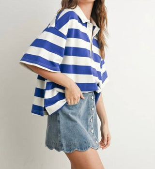Buttermelon - Striped Oversized Polo Shirt