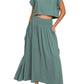 Trendsi - Zenana Heavy Woven Span Crop Tee & Skirt Set