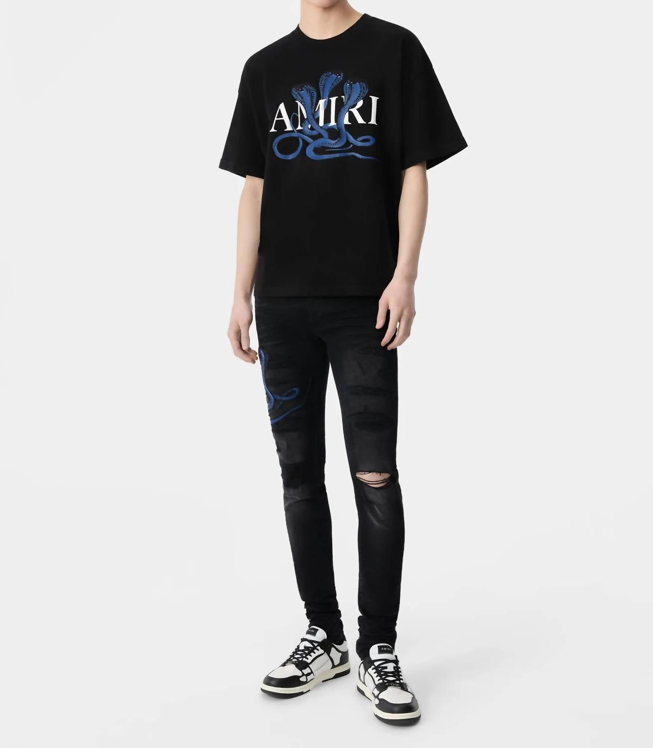Amiri - Glitter Snake Logo Tee