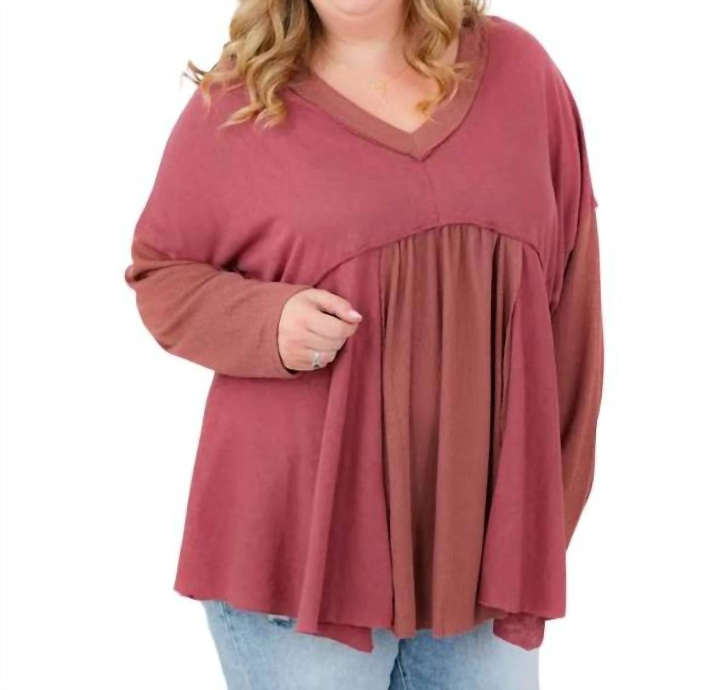 Andree By Unit - Long Sleeve V Neck Tunic Top