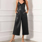 Fifteen Twenty - Faux Leather Cropped Jumpsuit