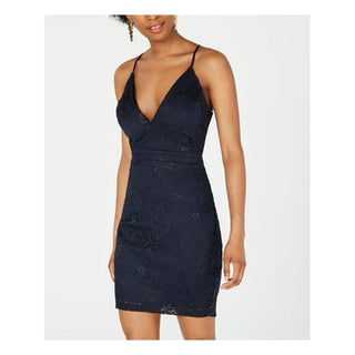 Women's Navy Low Back Cut-Out Spaghetti Strap Mini Dress