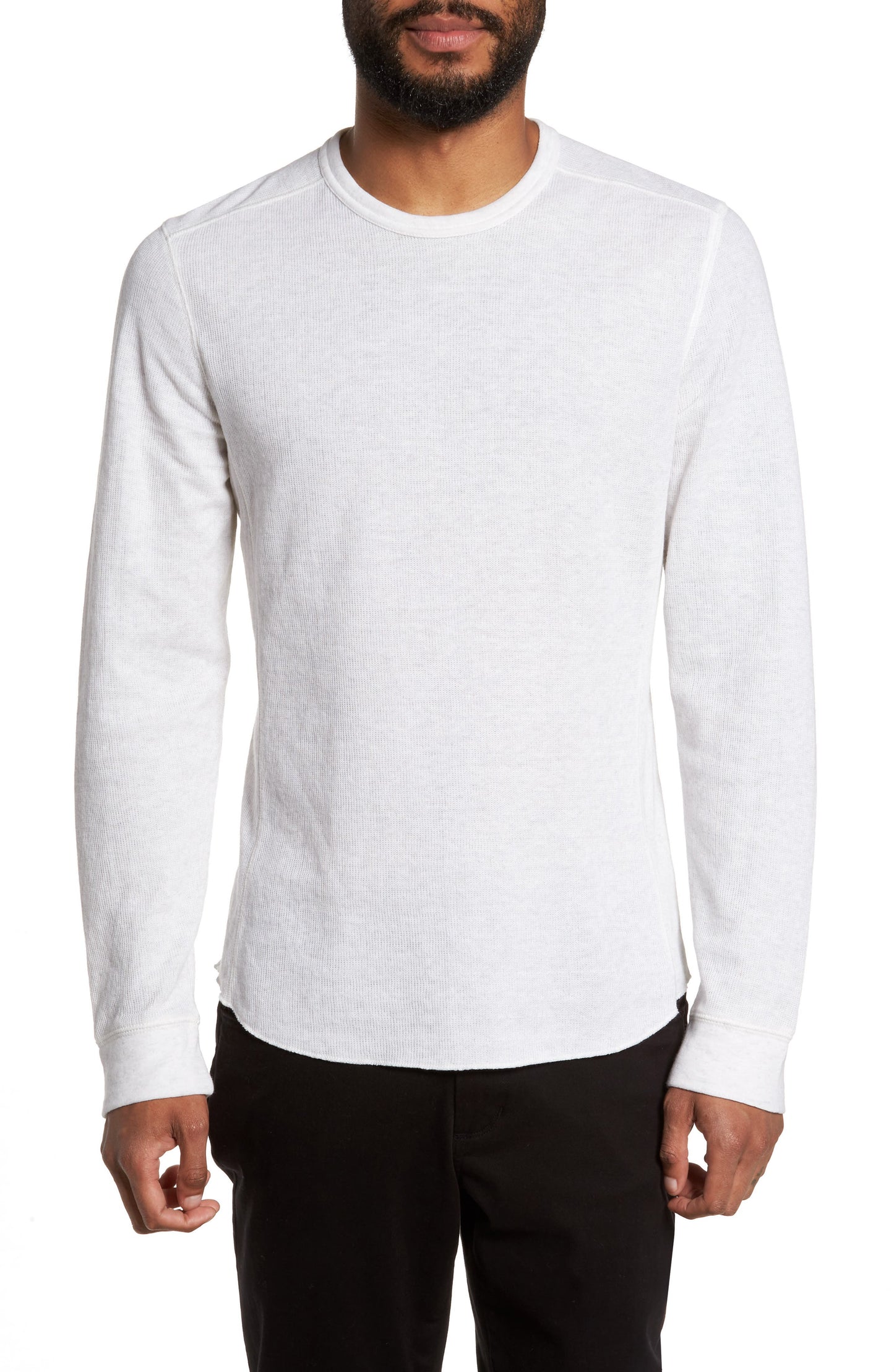 Men's Vince White Double Knit Long Sleeve T-Shirt - X Large