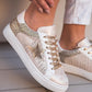 1 The Woman - Glitter Star Patchwork Leather Lace-up Sneakers
