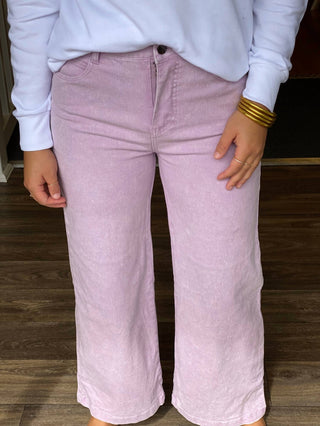 Entro - High Rise Button Front Wide Leg Jeans