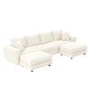 Deep Seat Convertible Sofa With Soft Pillows And Ottomans