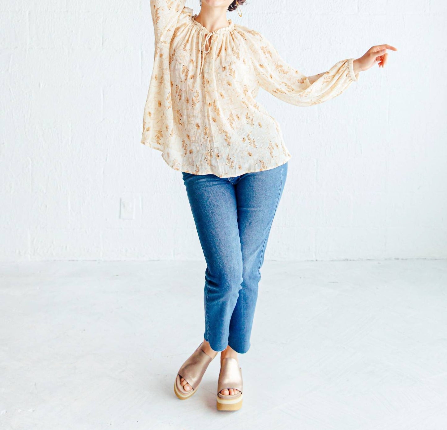 Grade & Gather - Printed Chiffon Blouse