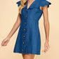 Tcec - Denim Scallop Detail Button Down Dress