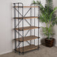 Yorktown Industrial 5 Shelf Bookcase with Metal Pipework and Solid Fir - Natural