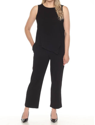 Joseph Ribkoff - Boat Neck Sleeveless Asymmetric Top