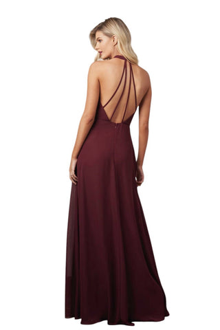 Jasmine Bridal - Charlotte Chiffon Long Bridesmaid Dress with Halter Neckline