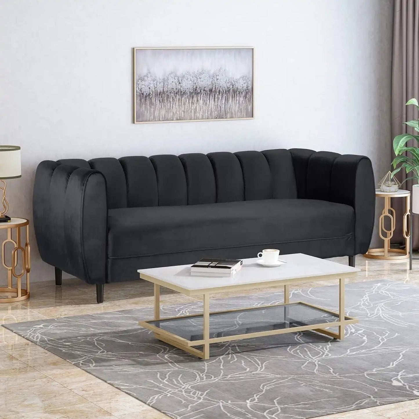 Miranda Modern Glam Velvet 3 Seater Sofa