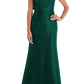 Alfred Sung Bow One-Shoulder Satin Trumpet Gown in Hunter, Size 4