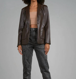 Elan - Faux Leather Blazer