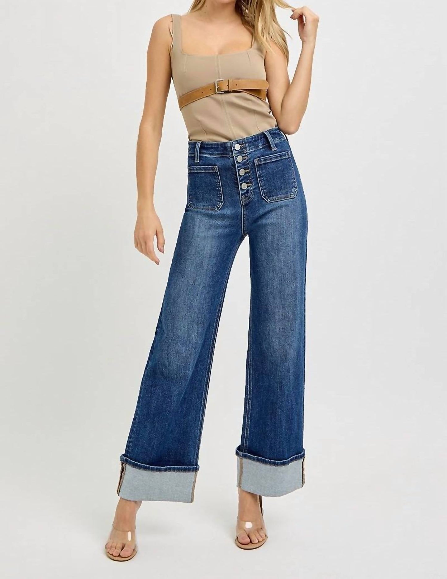 Risen - High-rise Patch Cuffed Jeans