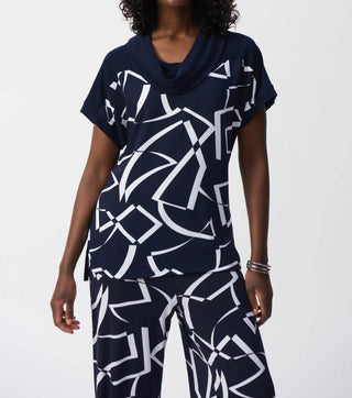 Joseph Ribkoff - Geometric Print Cowl Neck Top