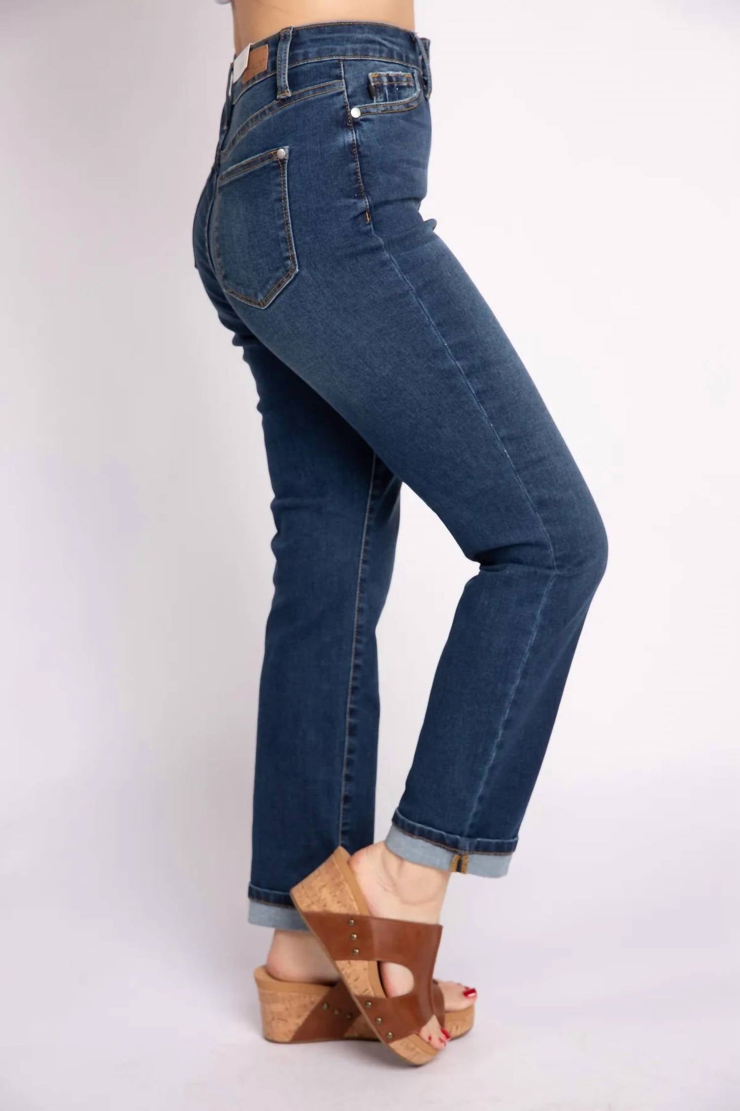 Judy Blue - High Waist Cool Denim Cuff Boyfriend Jean