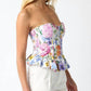 Olivaceous - Fiora Floral Corset Peplum Top