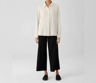Eileen Fisher - Silk Georgette Crepe Classic Collar Shirt