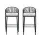 Outdoor Bar Height Metal Frame Counter Stools with Scallop-Shaped Backrest & Water-Resistant Cushions