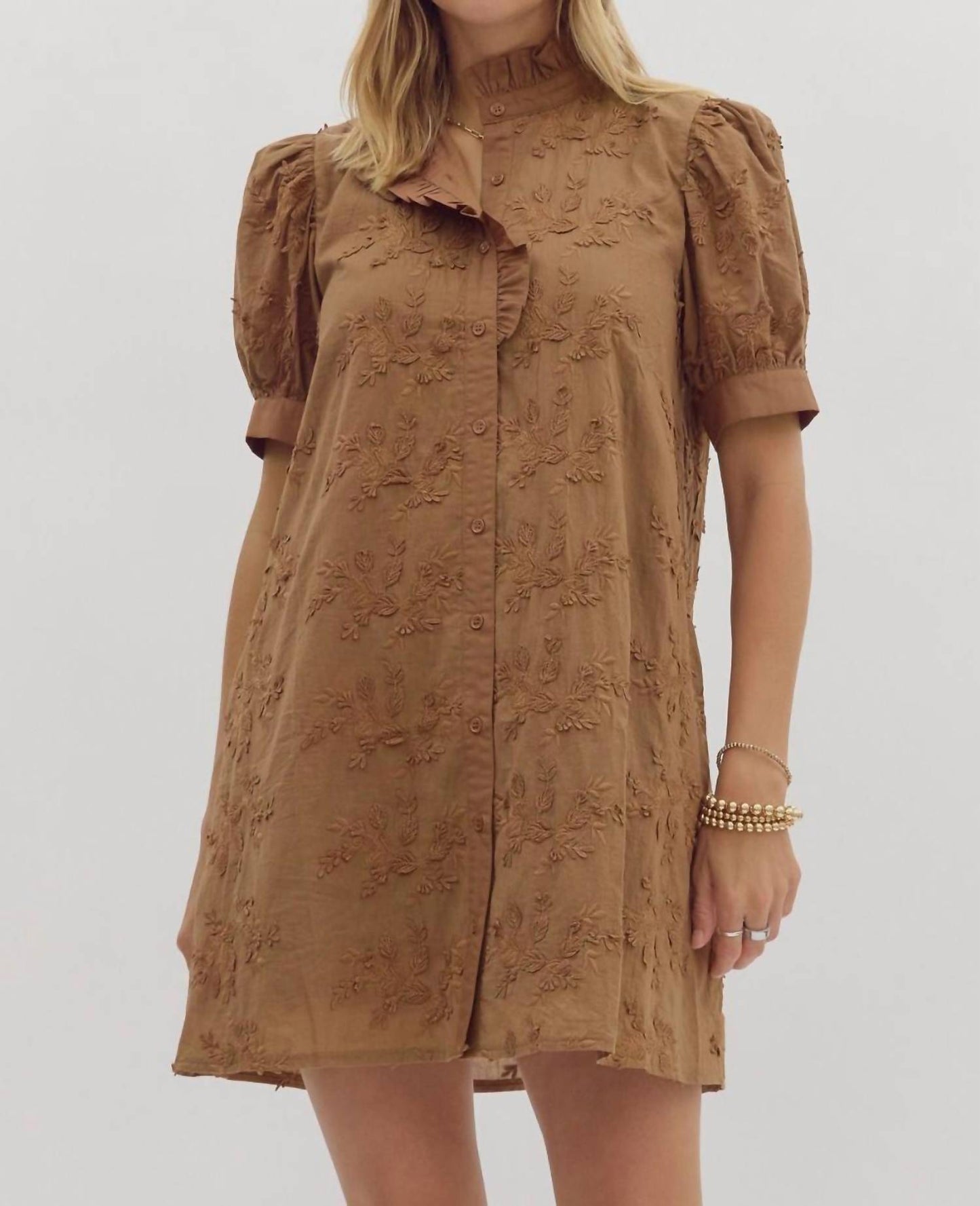 Entro - Graceful Blooms Embroidered Dress