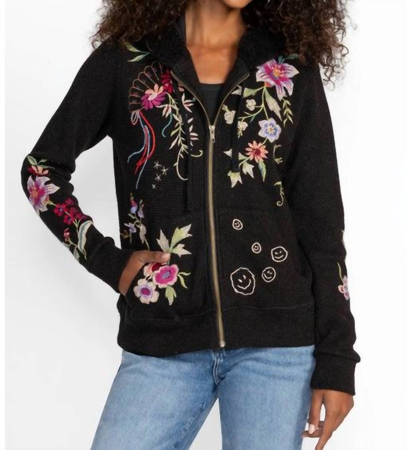 Johnny Was - METALLIC THERMAL ZIP UP HOODIE COLETTE