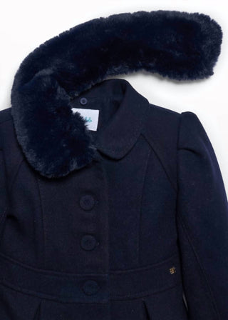 Abel & Lula - Girl's Cloth Coat With Fur Collar