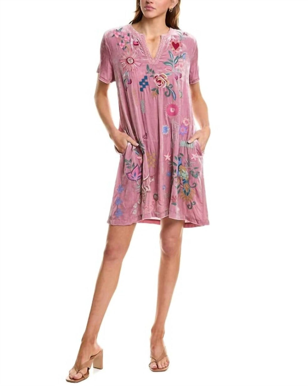 Johnny Was - VELVET V-NECK SHIFT DRESS Carmene – Steals
