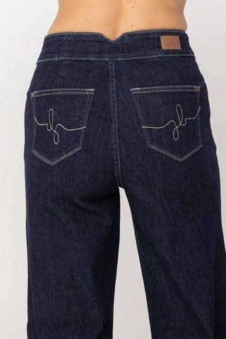 Judy Blue - Geometric Waistband Wide Leg Jean