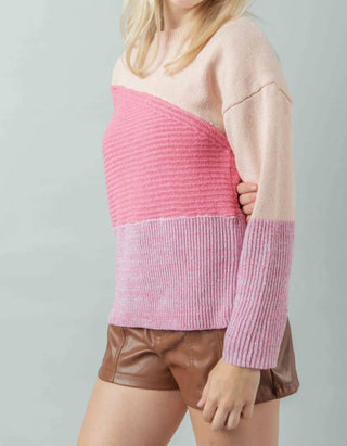 Trendsi - Very J Color Block Long Sleeve Sweater