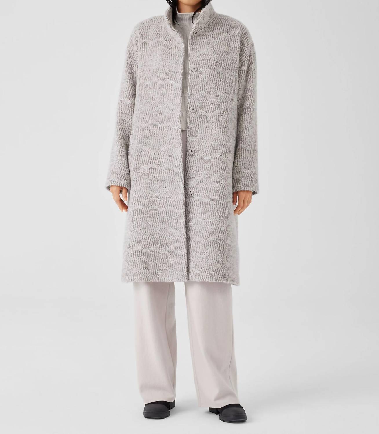 Eileen Fisher - Alpaca Jacquard Stand Collar Coat
