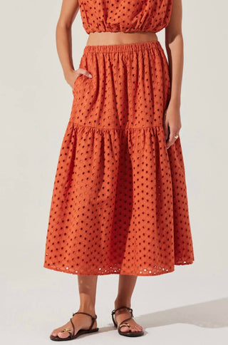 Astr - Nalley Eyelet Midi Skirt