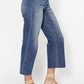 Judy Blue - Wide Leg Crop With Back Pocket Embroidery Jeans